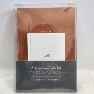 Gartner Studios Cream Tan Gold Vegan Leather Journal 2 Piece Gift Set NWT
